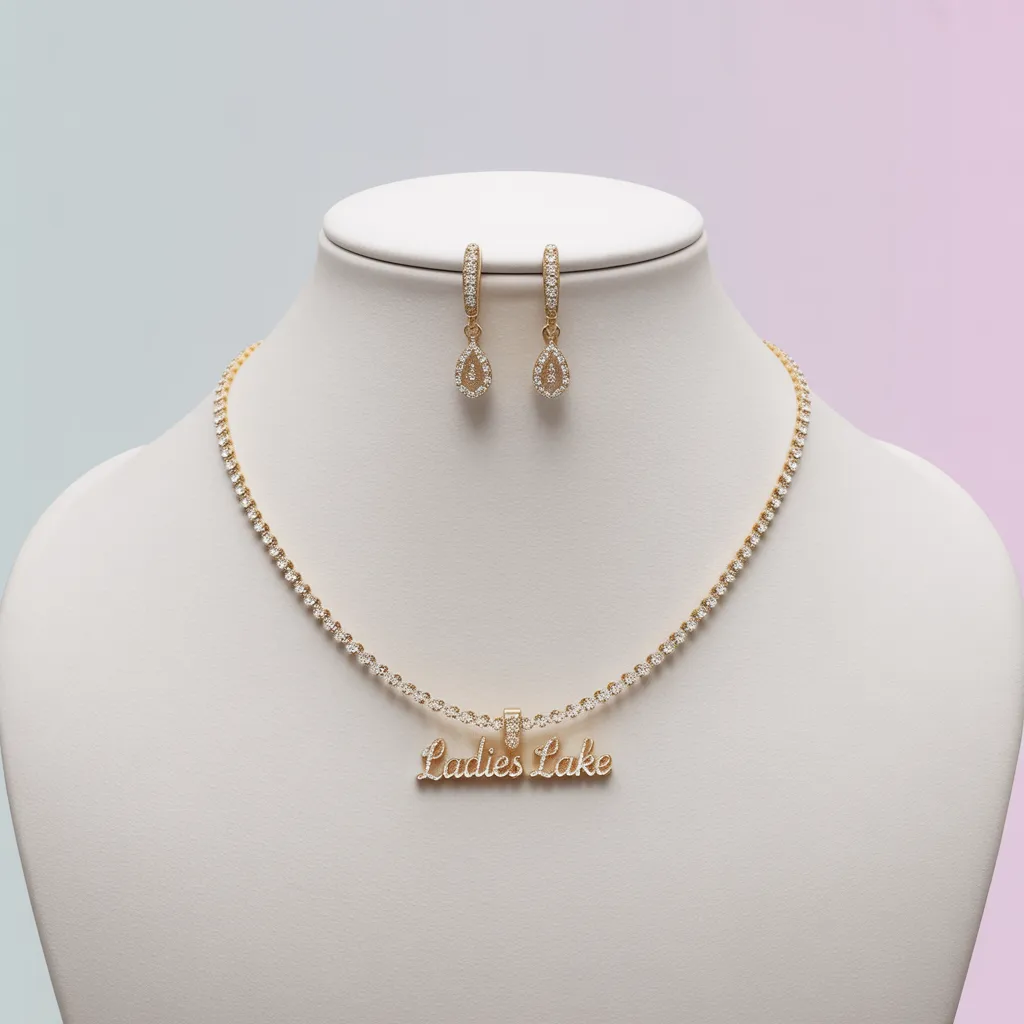 Crystal Gold Necklace Set