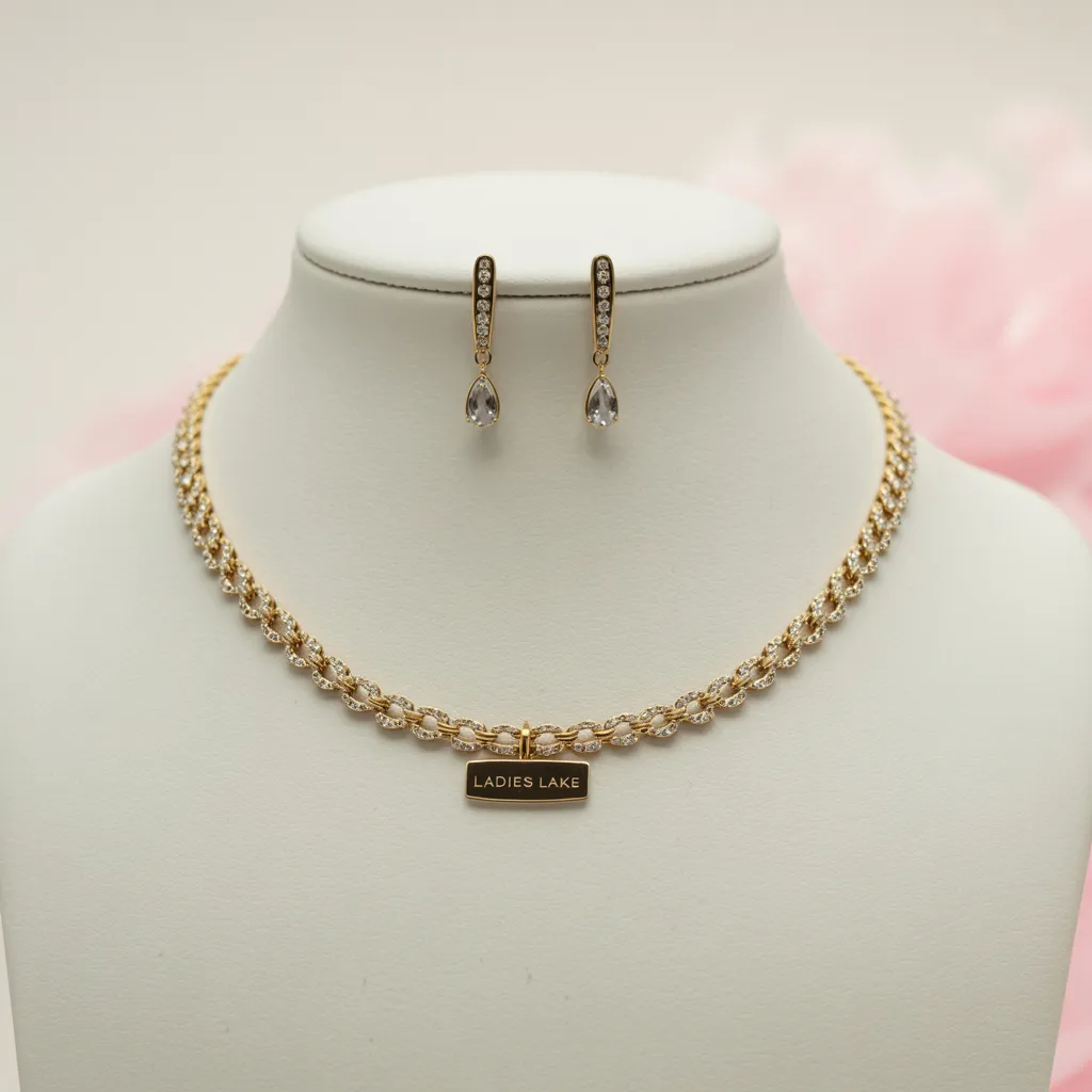 Crystal Gold Necklace Set - Image 2